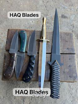 Lot of 5-Custom Handmade Spring Steel Hunting Dagger&Skinner Knife With Sheath