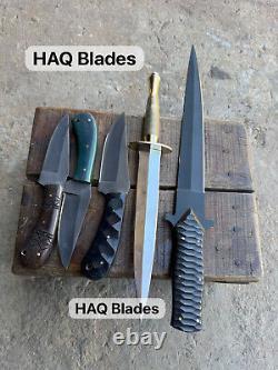 Lot of 5-Custom Handmade Spring Steel Hunting Dagger&Skinner Knife With Sheath