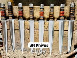 Lot of 8pcs-Arkansas Toothpick Dagger Handmade D2 Dagger Hunting WithSheath