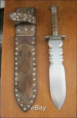 MASSIVE Old Vintage Custom Hand-forged Carbon Steel Dague Dagger Smatchet Knife