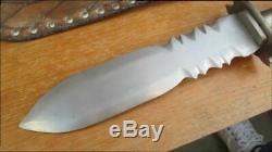 MASSIVE Old Vintage Custom Hand-forged Carbon Steel Dague Dagger Smatchet Knife