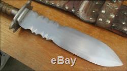 MASSIVE Old Vintage Custom Hand-forged Carbon Steel Dague Dagger Smatchet Knife