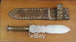 MASSIVE Old Vintage Custom Hand-forged Carbon Steel Dague Dagger Smatchet Knife