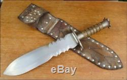 MASSIVE Old Vintage Custom Hand-forged Carbon Steel Dague Dagger Smatchet Knife