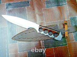 MH Custom16D2 Carbon Steel Fighting Knife Full Tang Fixed Blade Rose Wood MH312