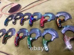 MIX Lot Of 100 Custom Handmade Damascus Steel Hunting Mini Neck Ulus Knives