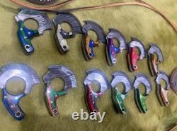 MIX Lot Of 100 Custom Handmade Damascus Steel Hunting Mini Neck Ulus Knives