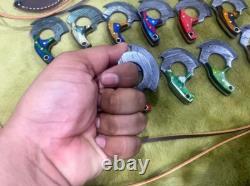 MIX Lot Of 100 Custom Handmade Damascus Steel Hunting Mini Neck Ulus Knives