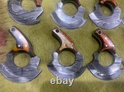 MIX Lot Of 100 Custom Handmade Damascus Steel Hunting Mini Neck Ulus Knives