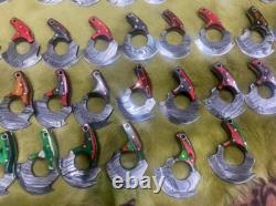 MIX Lot Of 100 Custom Handmade Damascus Steel Hunting Mini Neck Ulus Knives