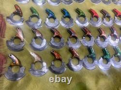 MIX Lot Of 100 Custom Handmade Damascus Steel Hunting Mini Neck Ulus Knives