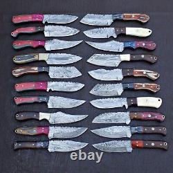 MIX Lot Of 100 Spark Custom Handmade Damascus Steel Hunting Skinner Knives