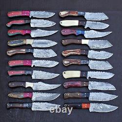 MIX Lot Of 100 Spark Custom Handmade Damascus Steel Hunting Skinner Knives