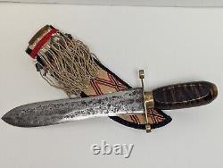 Massive Dagger Made from File Marked NWC w Beaded Sheath by Diane Chambers 2000