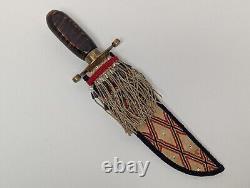 Massive Dagger Made from File Marked NWC w Beaded Sheath by Diane Chambers 2000