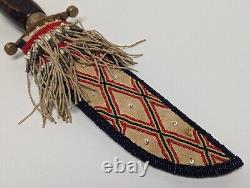 Massive Dagger Made from File Marked NWC w Beaded Sheath by Diane Chambers 2000