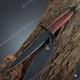 Military Tactical Stiletto Dagger Double Edge Combat Knife With Leather Sheath