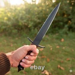 Military Tactical Stiletto Dagger Double Edge Combat Knife with Leather Sheath