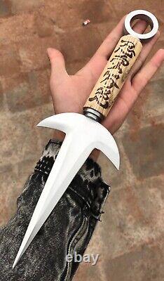 Minato Kunai Engraved Ash Wood Handle Dagger Knife Custom Kunai Replica