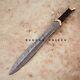 Mini Sword Custom Handmade Damascus Steel Dagger Knife Wood Handle Bowie Machete