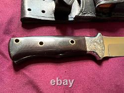 Mint? Vintage Al Mar 3004 Seki Japan Fighting Knife/Dagger withSheath. Engraved