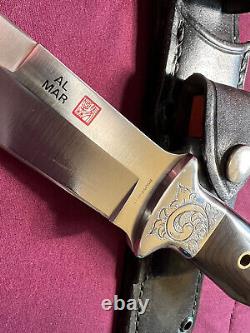 Mint? Vintage Al Mar 3004 Seki Japan Fighting Knife/Dagger withSheath. Engraved