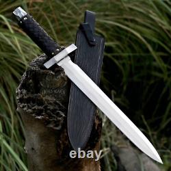 Mithril Dagger Knife High Carbon Steel Knife With Leather Sheath