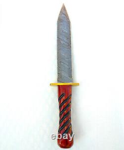 NEW Damascus Steel Knife, Dagger, Rose Wood Handle, USA Handmade, Excellent Grip