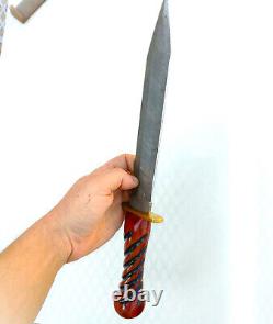 NEW Damascus Steel Knife, Dagger, Rose Wood Handle, USA Handmade, Excellent Grip