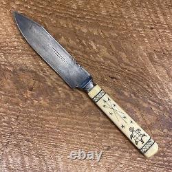 Nice 1800s Antique Hunting Military Dagger Knife Bowie Bone Handle Engraved