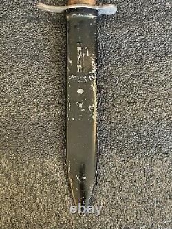 Nice Wwii Ww2 Italian Mvsn Dagger Fighting Knife With Scabbard And Carved Handle