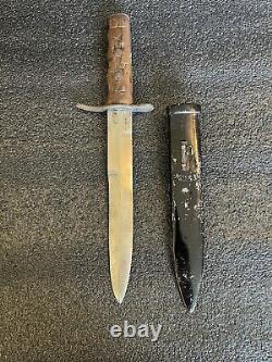 Nice Wwii Ww2 Italian Mvsn Dagger Fighting Knife With Scabbard And Carved Handle