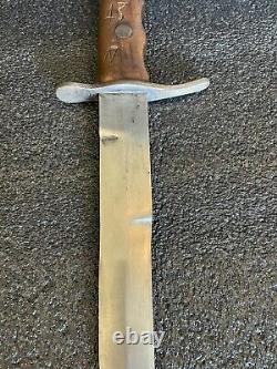 Nice Wwii Ww2 Italian Mvsn Dagger Fighting Knife With Scabbard And Carved Handle