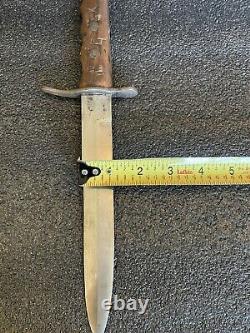 Nice Wwii Ww2 Italian Mvsn Dagger Fighting Knife With Scabbard And Carved Handle