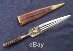 OLD ITALIAN GENOVESE DAGGER sword antique knife Ligurian Stiletto Fighting gold