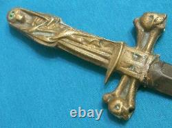 Odd Antiquebpr Figural Brass Grim Reaper Combat Fighting Dagger Stiletto Knife