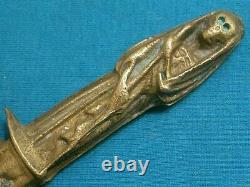 Odd Antiquebpr Figural Brass Grim Reaper Combat Fighting Dagger Stiletto Knife