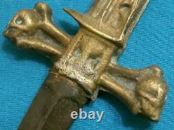 Odd Antiquebpr Figural Brass Grim Reaper Combat Fighting Dagger Stiletto Knife