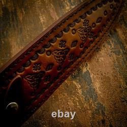 Old-World Burl Wood Guarded Dagger Knife, Damascus Guard, D2 Blad Impact Cutlery