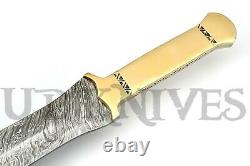 One Of Kind Rare Custom Damascus Double Edge Dagger Knife Sword Brass Handle 14