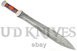 One Of Kind Ud Custom Damascus Steel Full Tang Double Edge Dagger Knife Sword