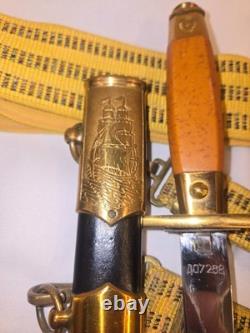 Original Vintage Soviet Navy Zik 58 Dagger Knife Scabbard With Belt