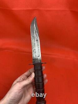 Original WW2 USMC Fighting Knife Dagger Camillus Leather Scabbard