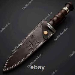 Ornate Dagger Damascus Steel Knife With Sheath