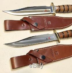 Pair Vintage 1980 Large Al Mar Grunt Fighting Dagger Knife Original Sheath