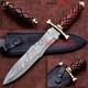 Premium Custom Handmade Damascus Steel Hunting Dagger Knife Rare Work On Handle