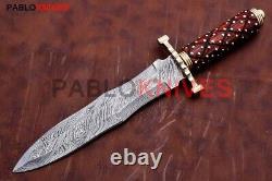 Premium Custom Handmade Damascus Steel Hunting Dagger Knife Rare Work on Handle