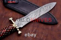 Premium Custom Handmade Damascus Steel Hunting Dagger Knife Rare Work on Handle