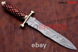 Premium Custom Handmade Damascus Steel Hunting Dagger Knife Rare Work on Handle