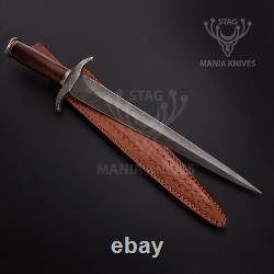 Premium Hand Forged Damascus Steel Hunting Battle Ready Dagger Mini Sword
